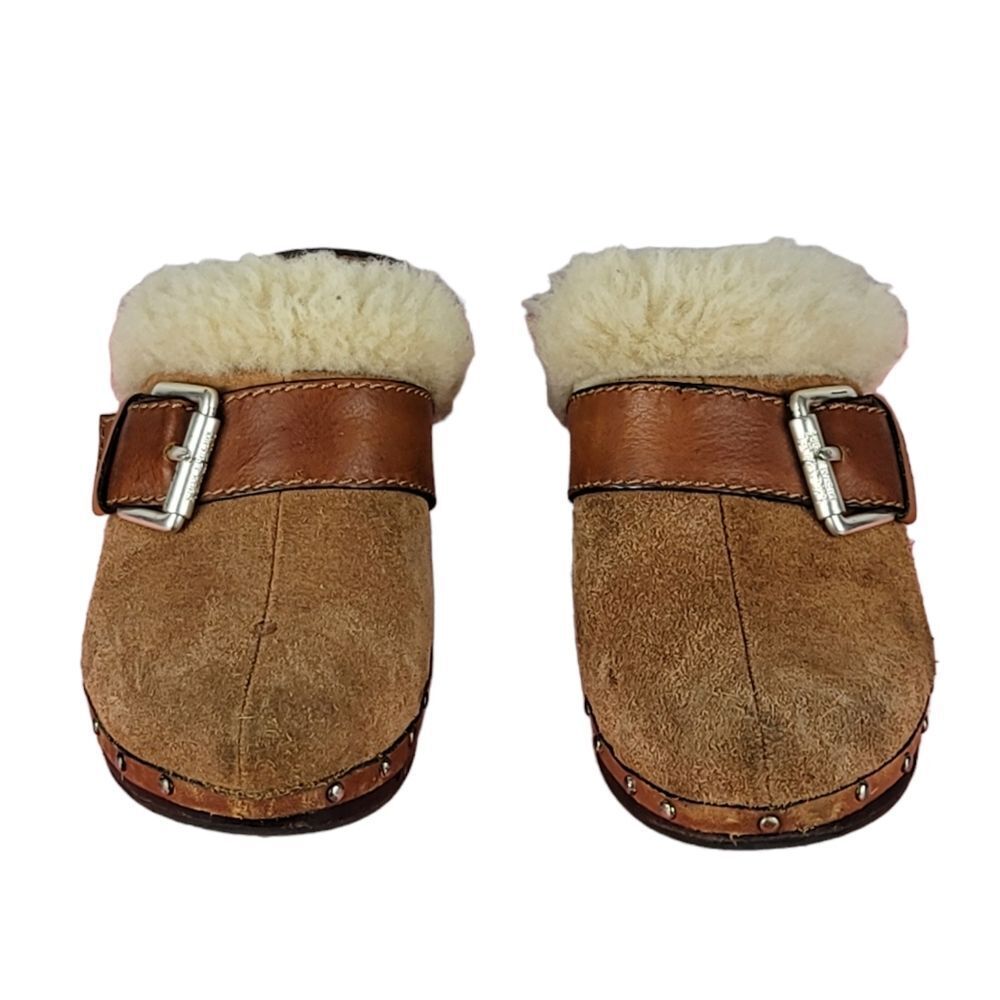 Michael Kors Brown Suede & Shearling Clogs Size 8